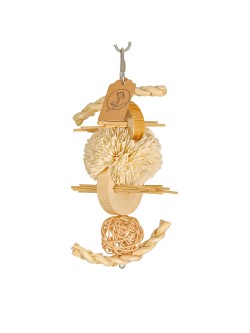 Totem natural 20cm - ronțăit și ciuguleală - din lemn și fibre naturale, papagali mici, medii