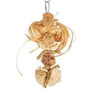 Totem natural 23cm - ronțăit și ciuguleală - din lemn și fibre naturale, papagali mici, medii