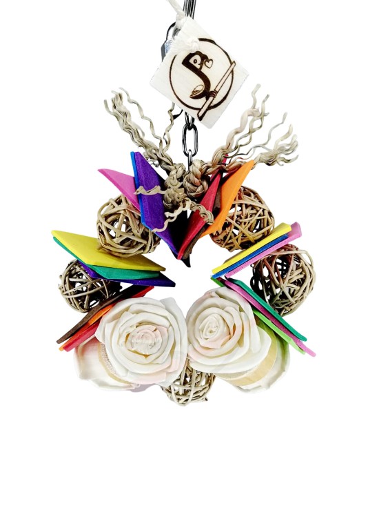 Ronțăici pentru pitici  - cu lemn sola și biluțe împletite - 19 cm